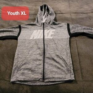 Nike Kids Black and Gray Zip-Up Hoodie